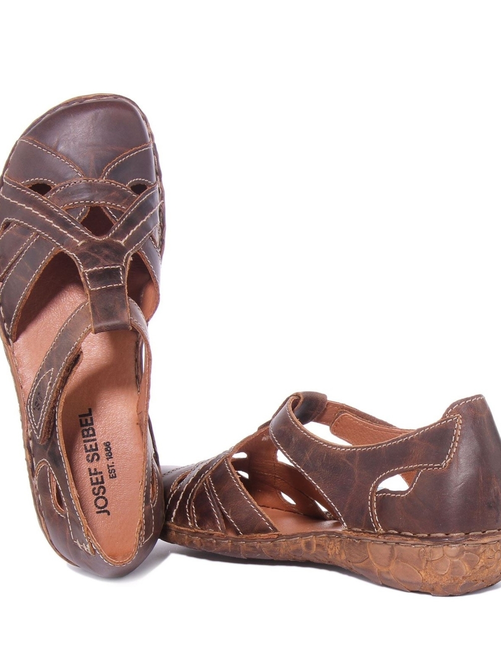 Josef Seibel Brown Leather Women's Comfort Sandals Size 38